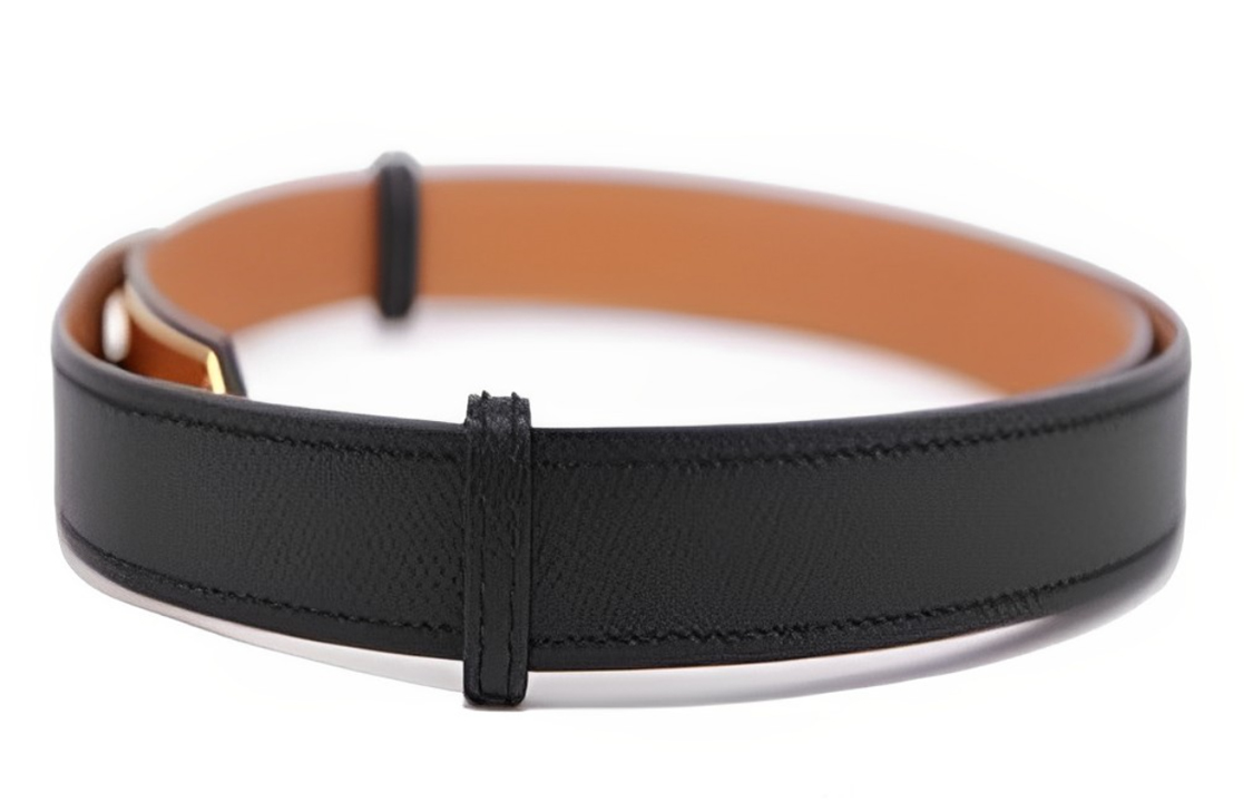 (Women) Hermes Hermès Kelly Gold Buckle Epsom Leather Belt Black 1.8cm H069853CC89 圖 3