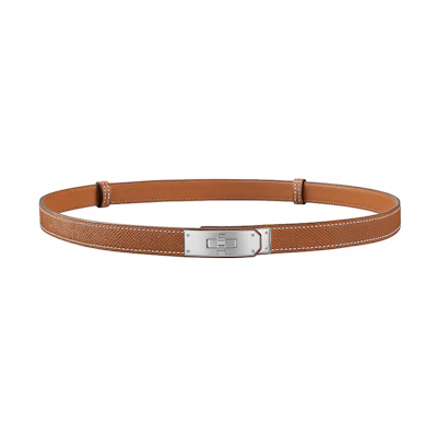 (Women) Hermes HERMÈS Kelly Palladium Buckle Belt Epsom Calfskin Brown 1.8cm H069853CK37