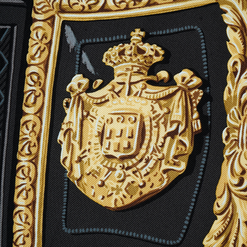 (Women) Hermes HERMÈS Leash Print 90 Silk Scarf Black Womens Luxury Accessory. H001266S 75 圖 3