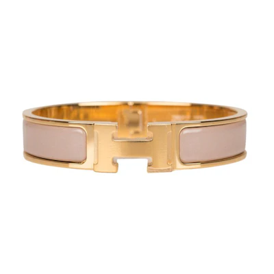 (Women) Hermes HERMÈS Logo Gold Metal Bracelet for Women. H700001F019PM