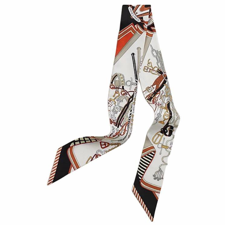 (Women) Hermes HERMÈS Silk Scarf "Harness Bouquet" Pattern White/Black  Accessory H062842S06 圖 2