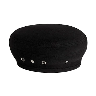 (Women) Hermes HERMÈS Solid Design Beret Hat for Women - Black. H232017N0256