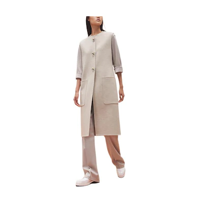 (Women) Hermes HERMÈS SS23 Plain Button-Up Vest Beige H3E0223DZF