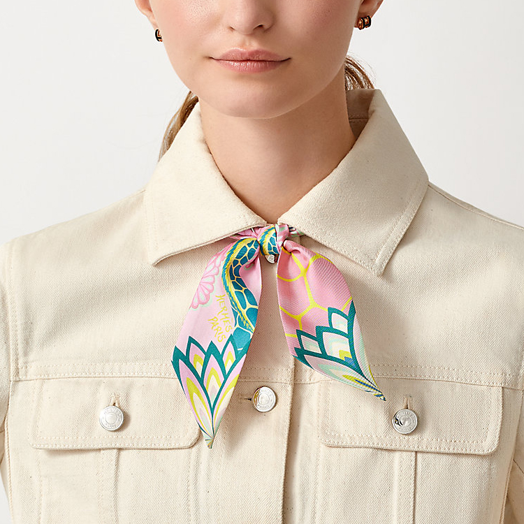 (Women) Hermes HERMÈS Twilly Pink Silk Scarf for Women H063441S-05 圖 3