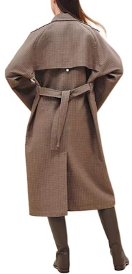 (Women) HERMES Herringbone Cotton Belted Trench Coat Gray H4E0128DJDK36 Shop (Women) HERMES Herringbone Cotton Belted Trench Coat Gray H4E0128DJDK36