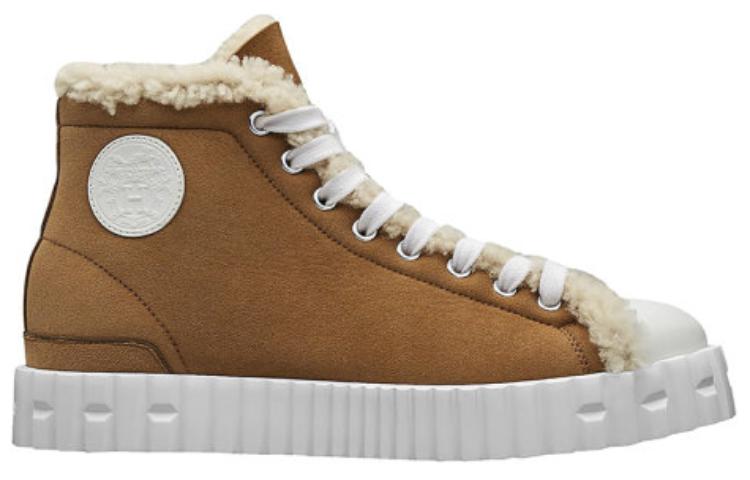 Order (W) HERMES Sneaker Tinggi Kulit Anak Lembu 'Coklat' H211249Z-E5