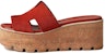 (W) HERMES Kasut Tumit Tinggi Peep Toe Slide 'Merah' H232150Z-2K