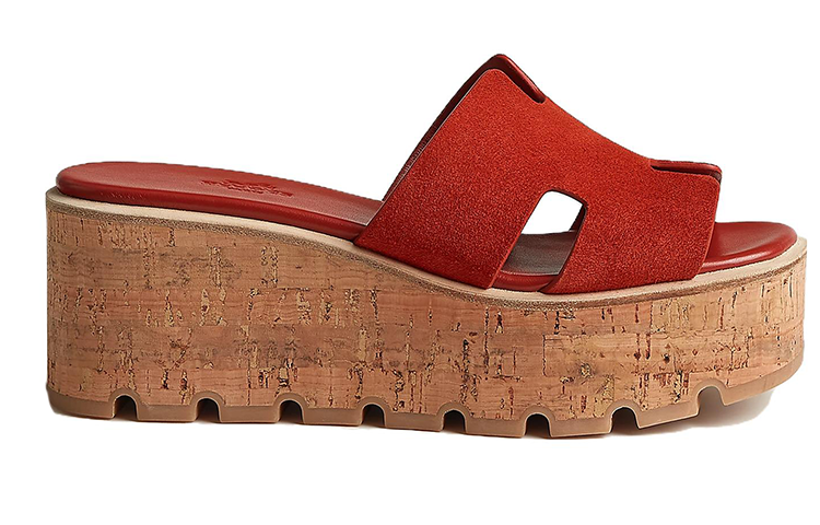 Order (Women) HERMES High Heel Peep Toe Slide 'Red' H232150Z-2K