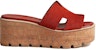 (W) HERMES Kasut Tumit Tinggi Peep Toe Slide 'Merah' H232150Z-2K