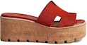 Order (W) HERMES Kasut Tumit Tinggi Peep Toe Slide 'Merah' H232150Z-2K