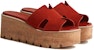 (W) HERMES Kasut Tumit Tinggi Peep Toe Slide 'Merah' H232150Z-2K