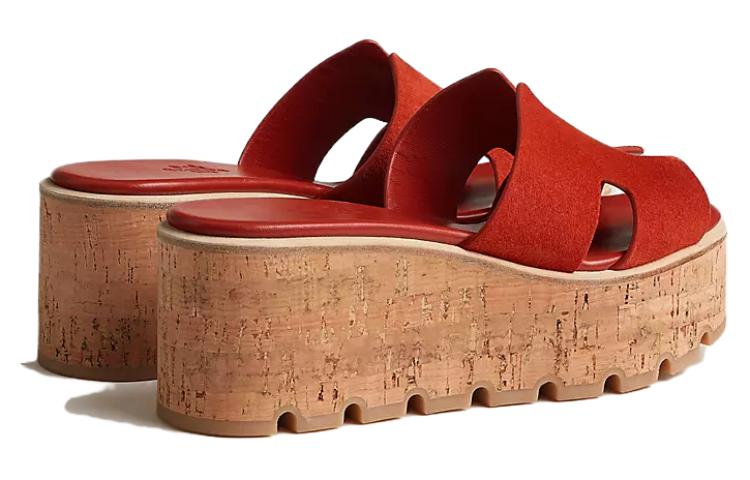 Shop (Women) HERMES High Heel Peep Toe Slide 'Red' H232150Z-2K