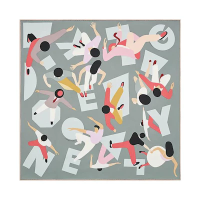 (Women) HERMES Hommage a Gene Kelly Geometric Alphabet Scarf Women Gray H983914S-02