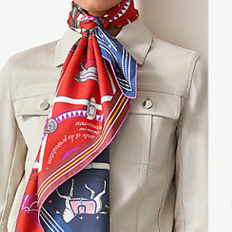 (Women) HERMES Horse Motif Double-sided 90cm Scarf Red H903577S-09 圖 4