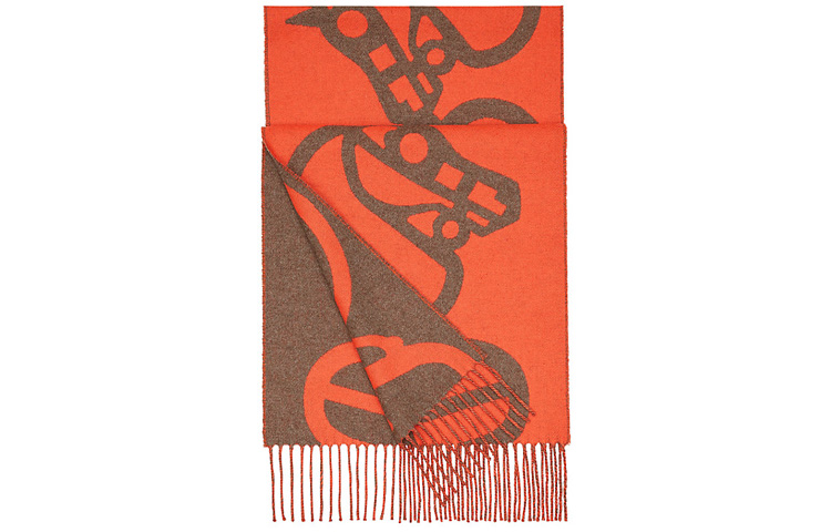 (Women) HERMES Horse Texture Cashmere Scarf Fashion Accessory. H259078S-06 圖 2