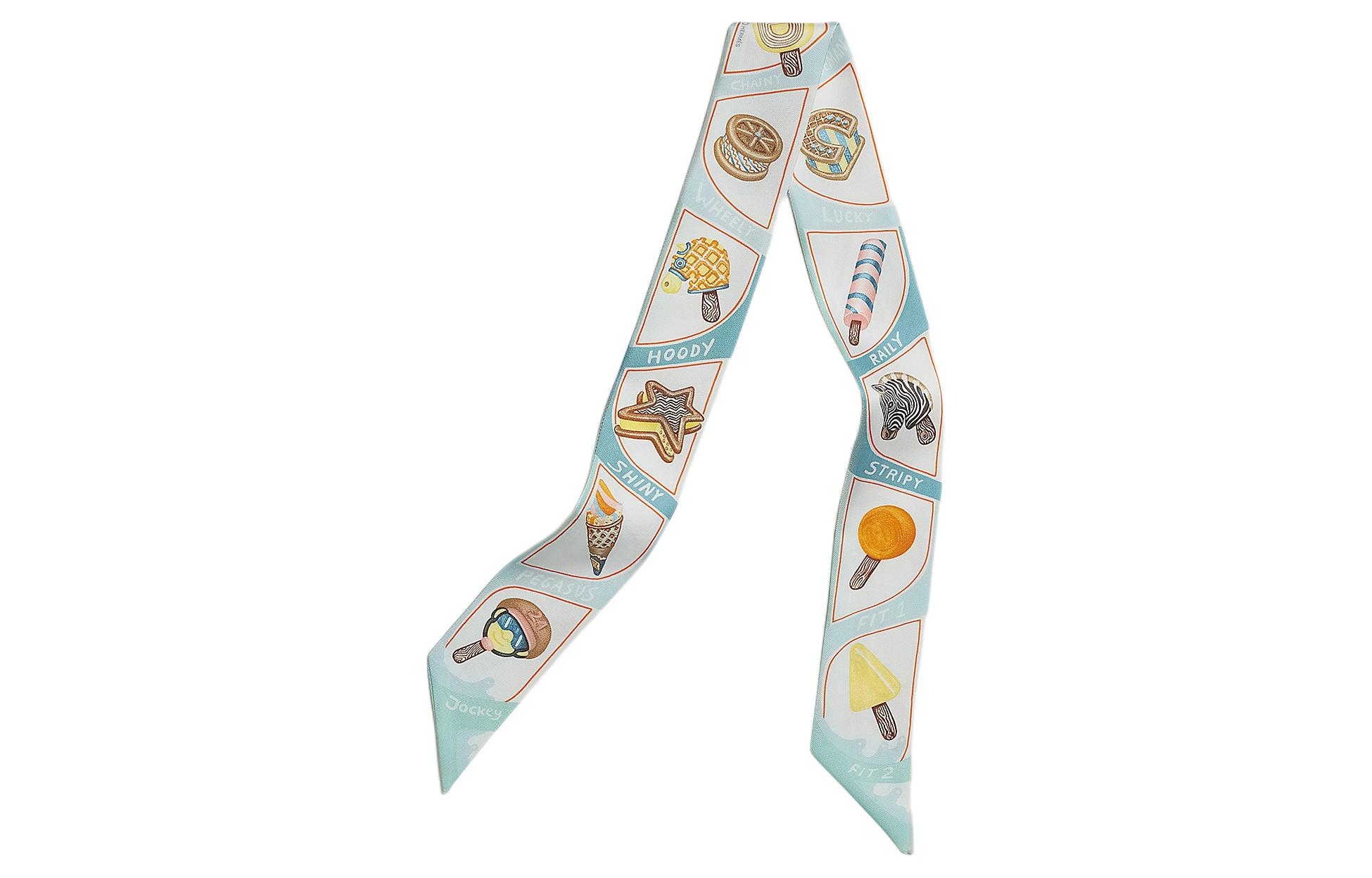 (Women) HERMES Ice Cream Print Blue Silk Scarf for Women. H064109S03