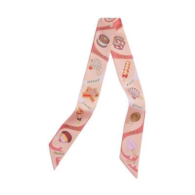 (Women) HERMES Ice Cream Print Silk Scarf Pink for Women. H064109Sv04
