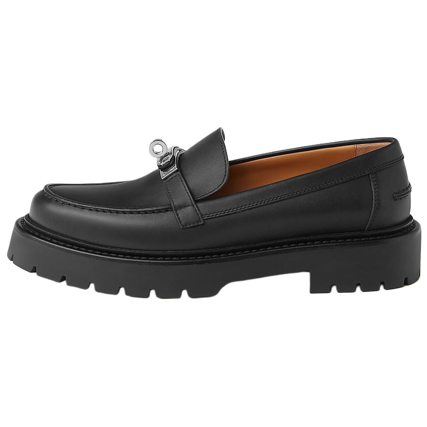 (Women) HERMES Icone Black Calfskin Slip-On Loafers for Women H242102Z 02
