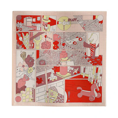 (Women) HERMES Irregular Pattern Silk Scarf for Women - Pearl Pink/Red Design. H893822S03