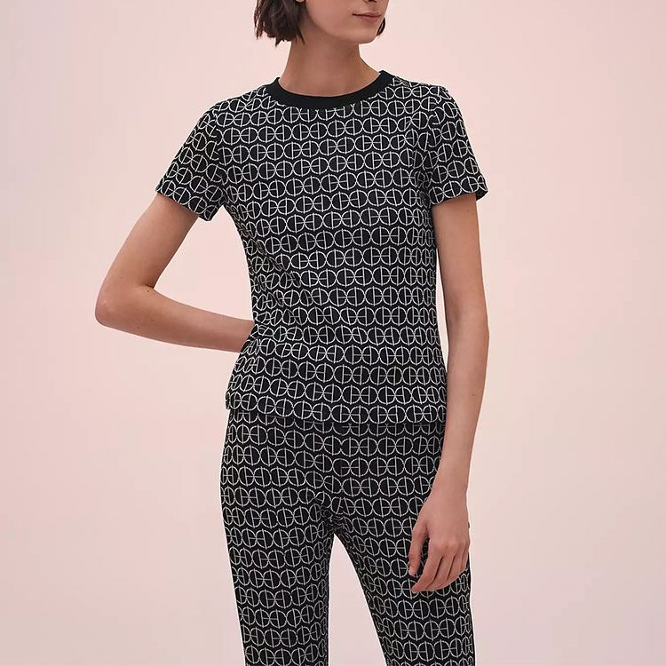 (Women) HERMES Jacquard Full Print Short Sleeve T-Shirt Black  SS22 Edition. H2E4600DY02 圖 3