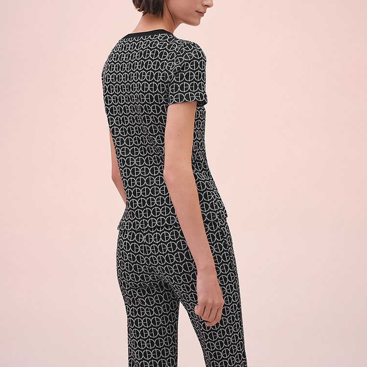 (Women) HERMES Jacquard Full Print Short Sleeve T-Shirt Black  SS22 Edition. H2E4600DY02 圖 4