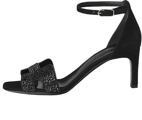 (W) Sandales HERMÈS Joy en Cuir Noir 7cm Femme avec Strass et Détail Palladium H242119Z 02 Buy (W) Sandales HERMÈS Joy en Cuir Noir 7cm Femme avec Strass et Détail Palladium H242119Z 02