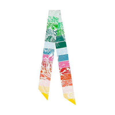 (Women) HERMES Jungle Love Rainbow Twilly Scarf Multicolor Silk Scarf H063369S-06