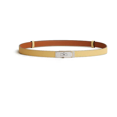 (Women) HERMES Kelly 18 Yellow Calfskin Belt with Smooth Buckle, 1.8CM Width. H069853CK1Z