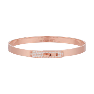 (Women) HERMES Kelly 18K Rose Gold Bracelet with Diamonds for Women. H110014B-00