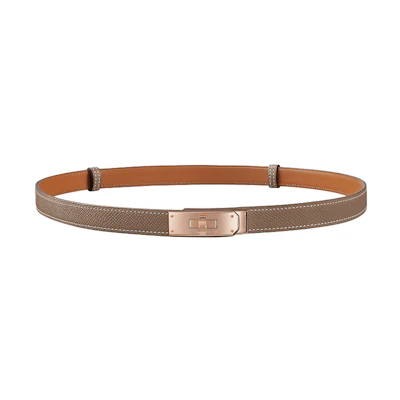 (Women) HERMES Kelly Belt Epsom Calfskin, Elephant Grey/Rose Gold, 1.8cm Wide H069853CD18