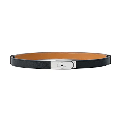 (Women) HERMES Kelly Black Epsom Leather Belt with Silver Buckle 1.8cm. H069853CK89