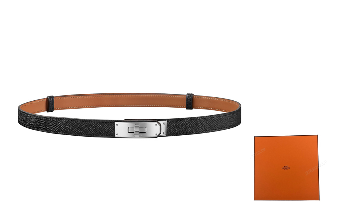 (Women) HERMES Kelly Black Epsom Leather Belt with Silver Buckle 1.8cm. H069853CK89 圖 2