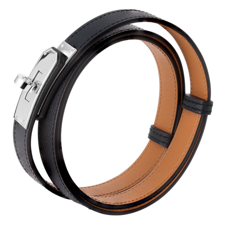(Women) HERMES Kelly Black Epsom Leather Belt with Silver Buckle 1.8cm. H069853CK89 圖 5