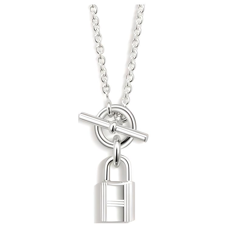 (Women) HERMES Kelly Cadenas 925 Silver Necklace with Lock Charm. H121331B-00