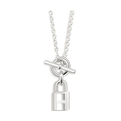 (Women) HERMES Kelly Cadenas 925 Silver Necklace with Lock Charm. H121331B-00