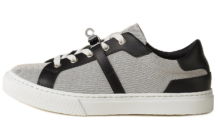 Buy HERMES愛馬仕 Kelly 帆布牛皮 低幫繫帶 時尚板鞋 女款 灰黑色