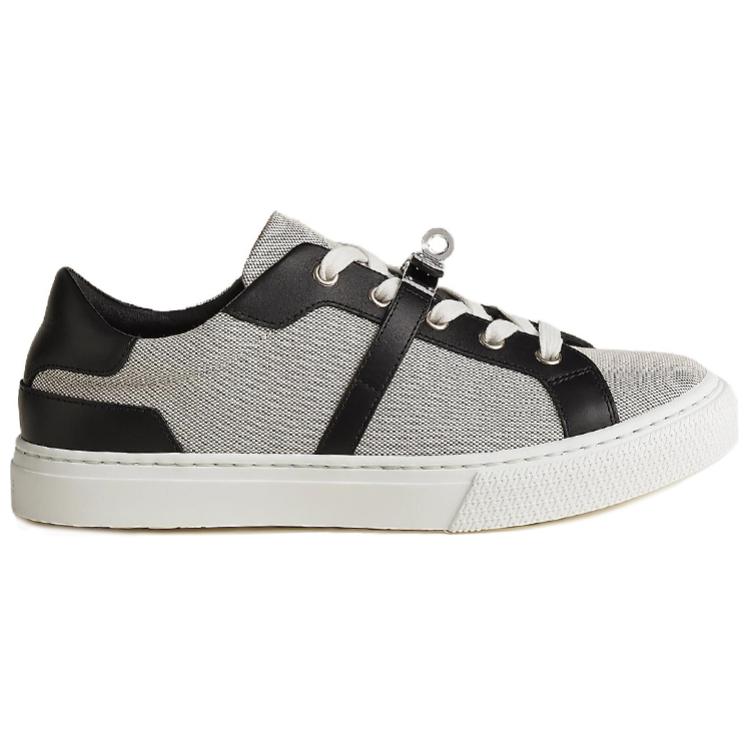 Order HERMES愛馬仕 Kelly 帆布牛皮 低幫繫帶 時尚板鞋 女款 灰黑色