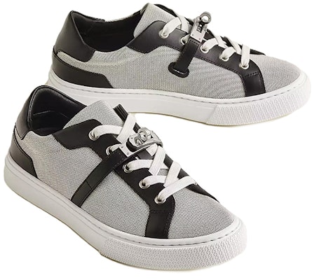 (Women) HERMES Kelly Canvas & Leather Low-Top 'Grey Black' H221195Z-PN Purchase (Women) HERMES Kelly Canvas & Leather Low-Top 'Grey Black' H221195Z-PN