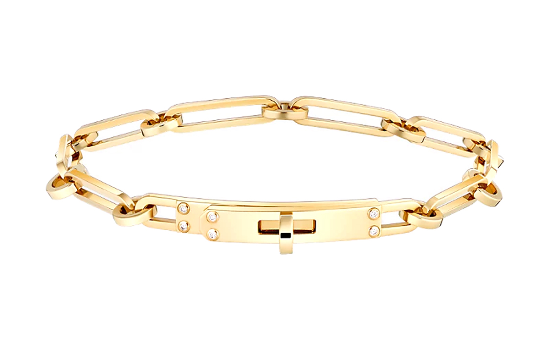 (Women) HERMES Kelly Chaine 18K Gold Bracelet  Gold Small Size. H218470B 00SH