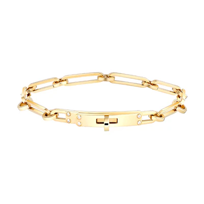 (Women) HERMES Kelly Chaine 18K Gold Bracelet Gold Small Size. H218470B 00SH