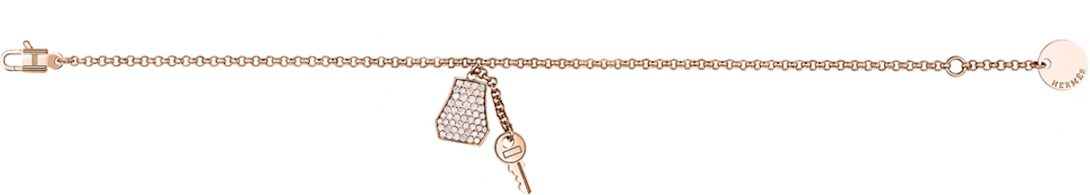 (W) HERMES Kelly Clochette Gelang Emas Rose untuk Wanita. H220463B00ST Lookbook (W) HERMES Kelly Clochette Gelang Emas Rose untuk Wanita. H220463B00ST