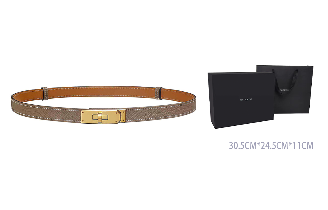 (Women) HERMES Kelly Epsom Calfskin Belt for Women Elephant Grey/Gold 1.8cm H069853CC18 圖 3