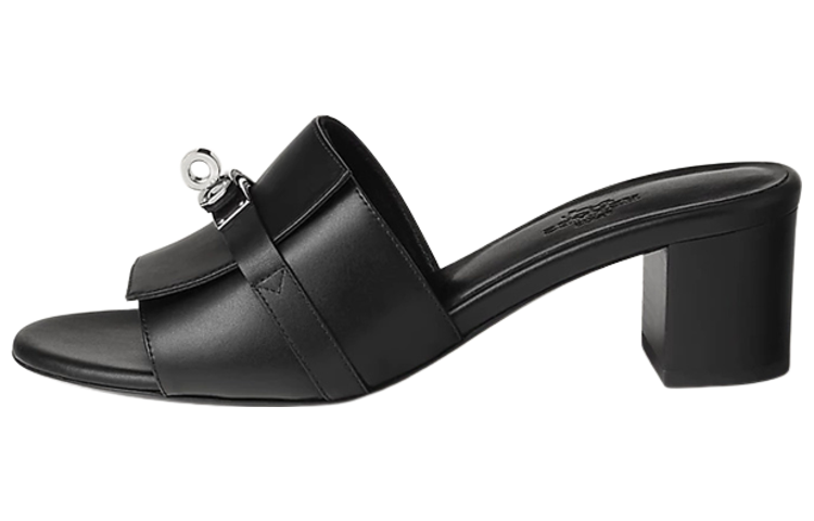 (W) HERMES Kelly Gigi Sandal 'Black Calfskin'