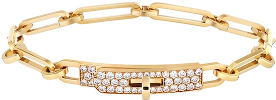 (Women) HERMES Kelly Half Diamond Bracelet Gold Luxury Jewelry H218471B-00sh (Women) HERMES Kelly Half Diamond Bracelet Gold Luxury Jewelry H218471B-00sh