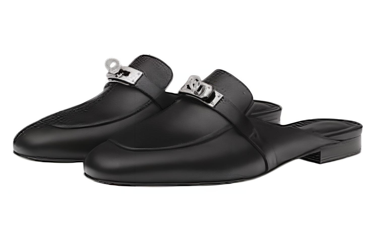 Order HERMES 愛馬仕 Kelly Oz 山羊皮拖鞋 女款 黑色