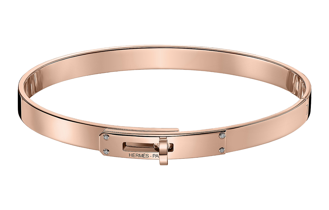 (Women) HERMES Kelly Rose Gold Bracelet 18K Gold for Women H214456Bv00ST