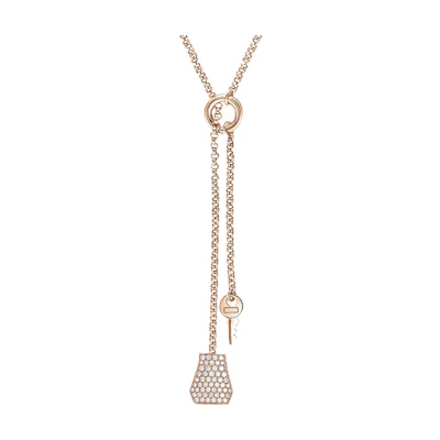 (Women) HERMES Kelly Rose Gold Diamond Necklace for Women. H220260B-00