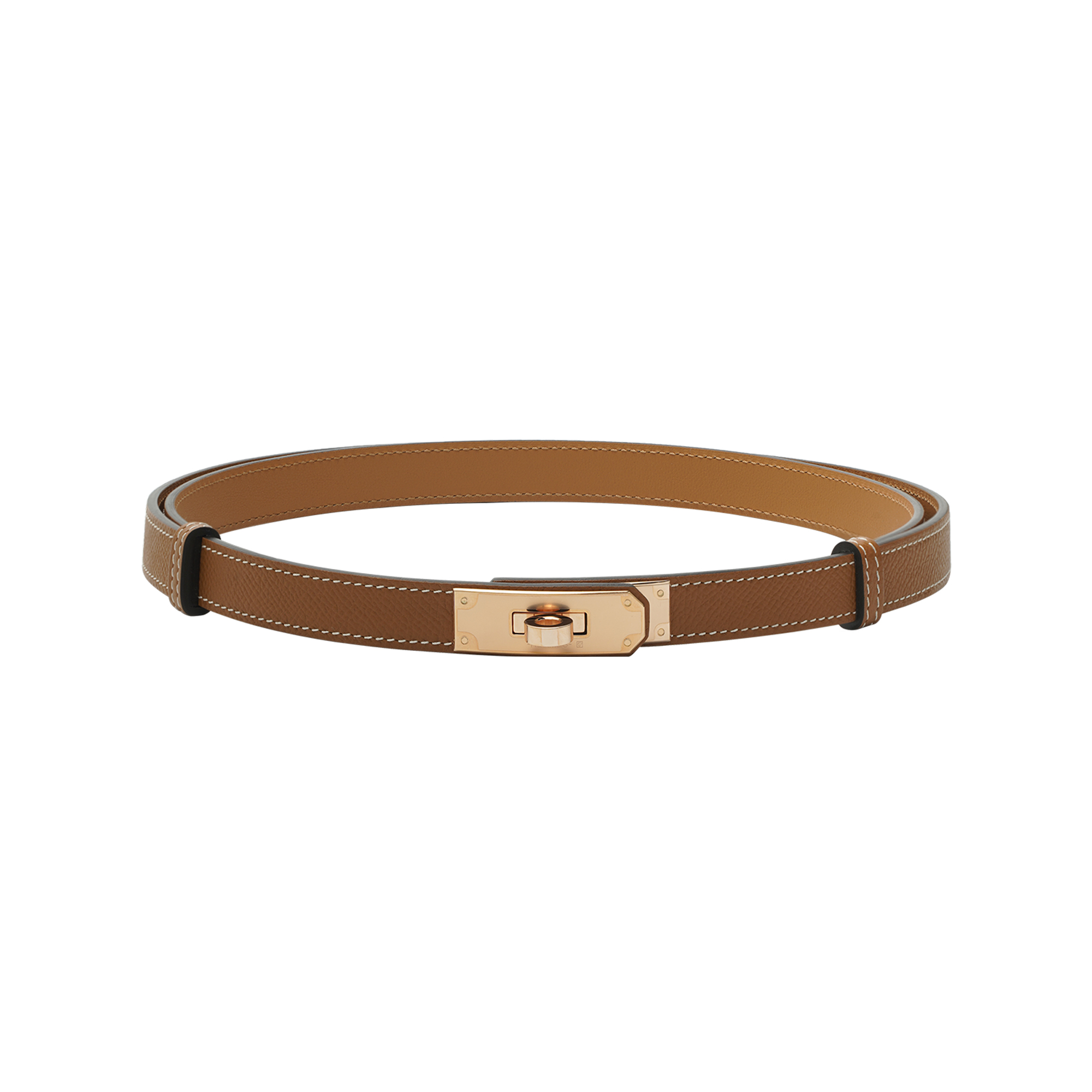 (Women) HERMES Kelly Women’s Belt Brown Calfskin with Rose Gold Buckle 1.8cm Wide H069853CD37 圖 3
