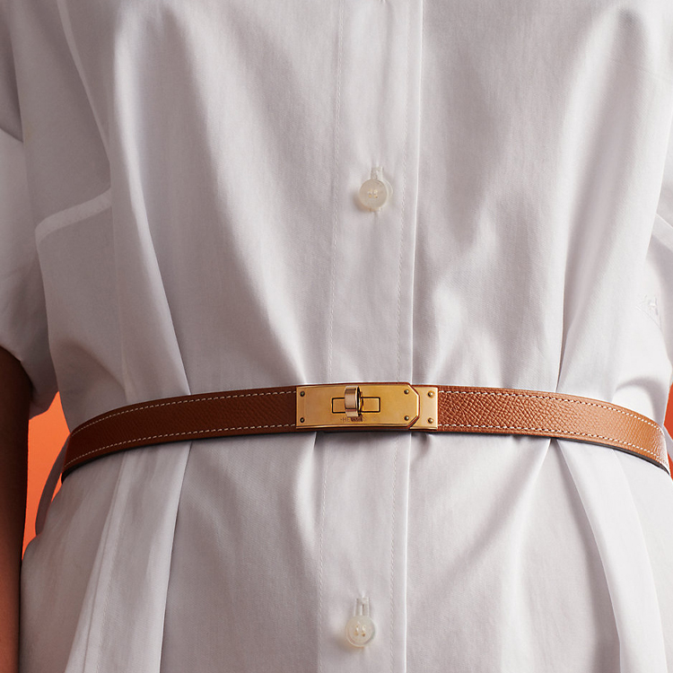 (Women) HERMES Kelly Women’s Belt Brown Calfskin with Rose Gold Buckle 1.8cm Wide H069853CD37 圖 6