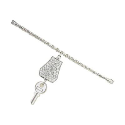 (Women) HERMES Key Pendant Bracelet in Silver with Platinum and Diamond for Women. H221408B